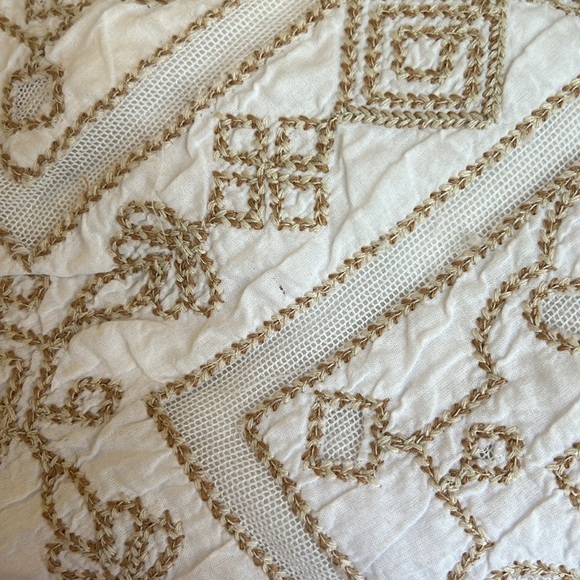 Anthropologie Boho Embroidered Neutral Coastal Festival Halter Crop Top Sz 12 - Picture 11 of 12